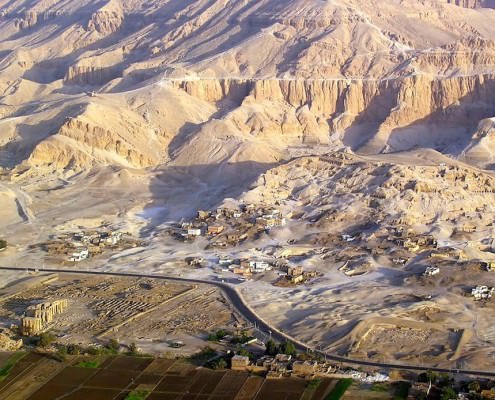 Aerial view of the Valley of the Nobles, Luxor
