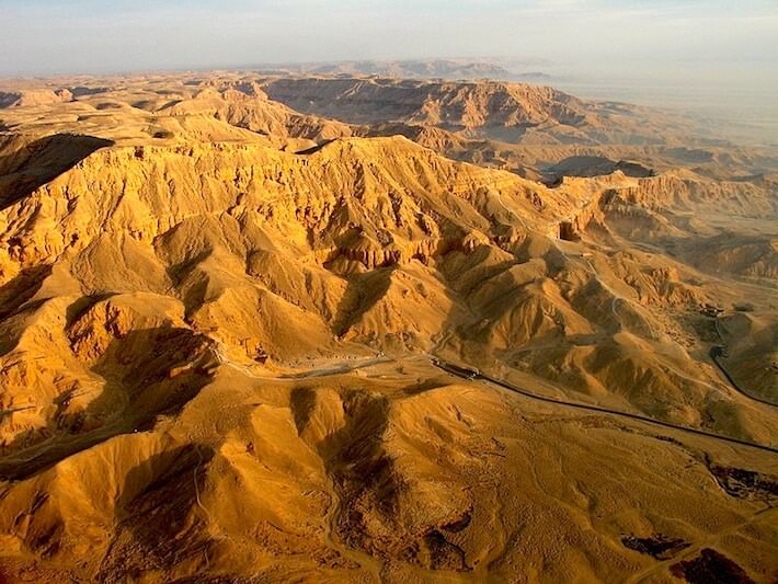 Valley of the Queens seen from hot air balloon, Luxor