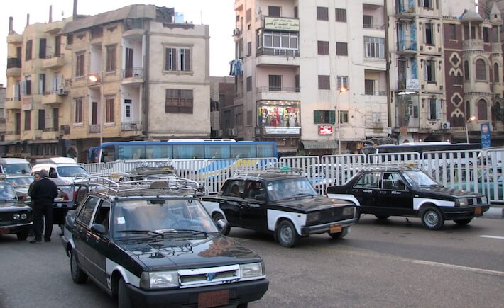 Black and White Taxis in Cairo