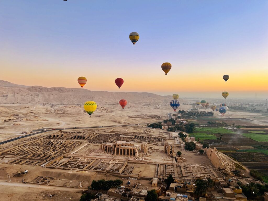 Hot air balloons over Luxor West Bank