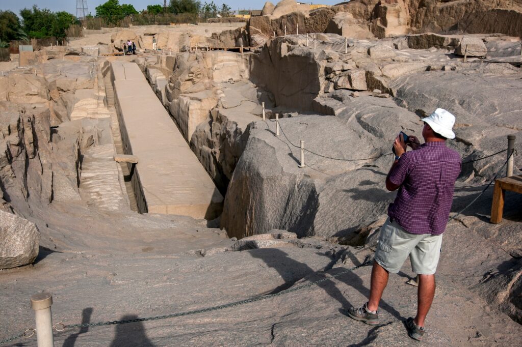 The Unfinished Obelisk in Aswan’s ancient quarry, originally intended for Pharaoh Seti I