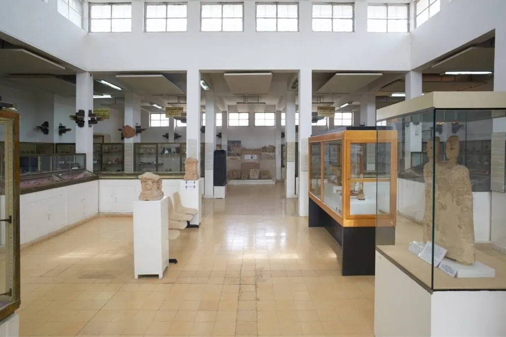 Jordan Archaeological Museum interior with Ain Ghazal statues displayed on the right, Amman