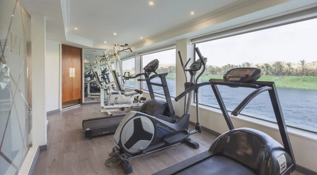 Fitness room on MS Amarco with modern gym equipment