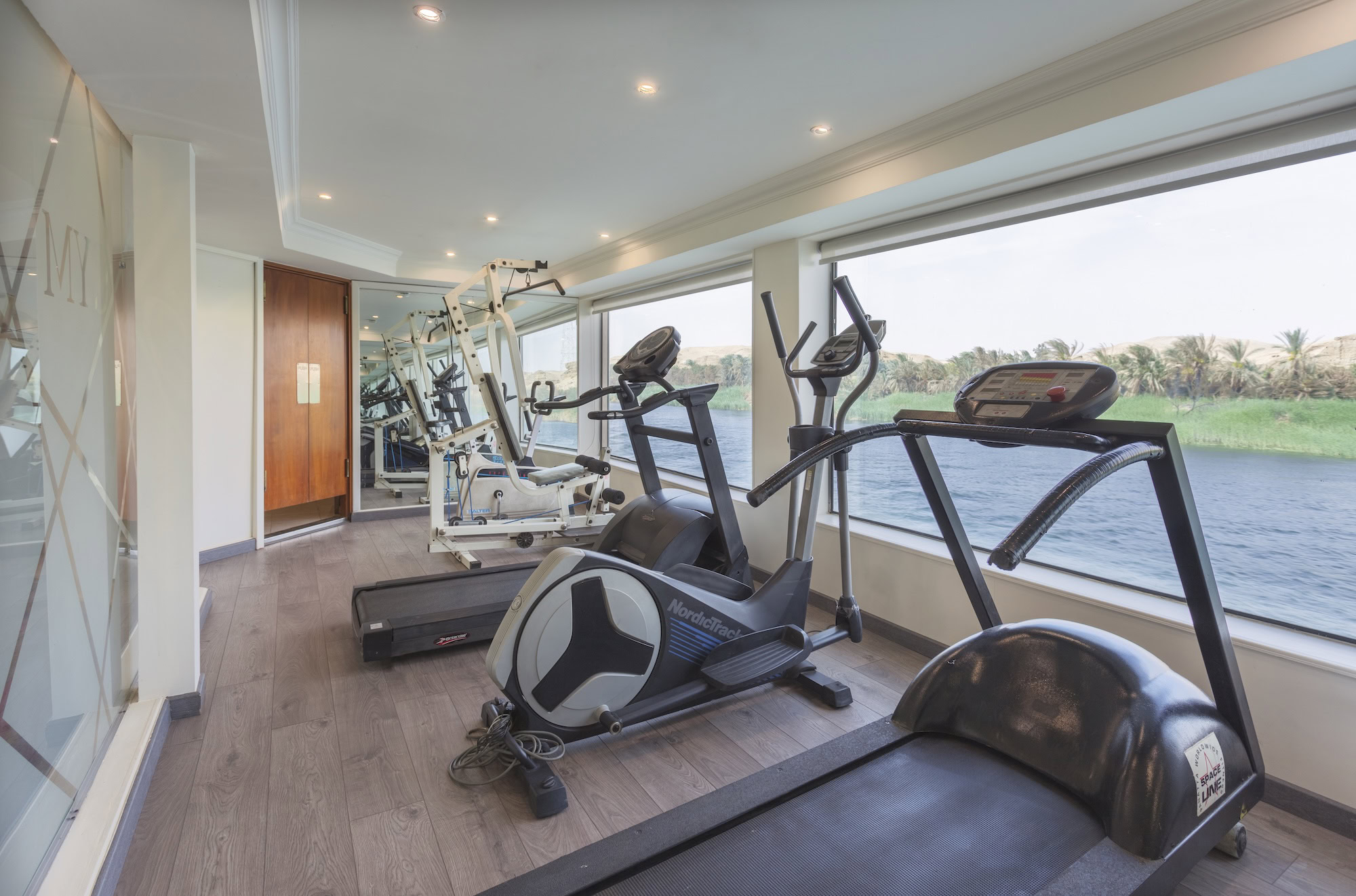 Fitness room on MS Amarco with modern gym equipment