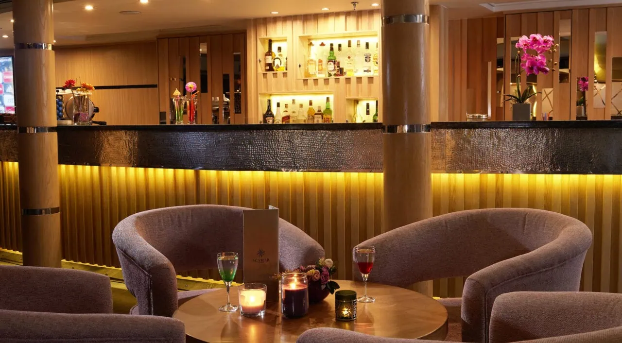 Fine dining restaurant on MS Amarco overlooking the Nile