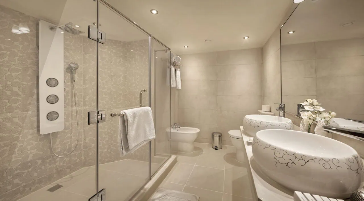 Elegant bathroom on MS Amarco with marble finishes