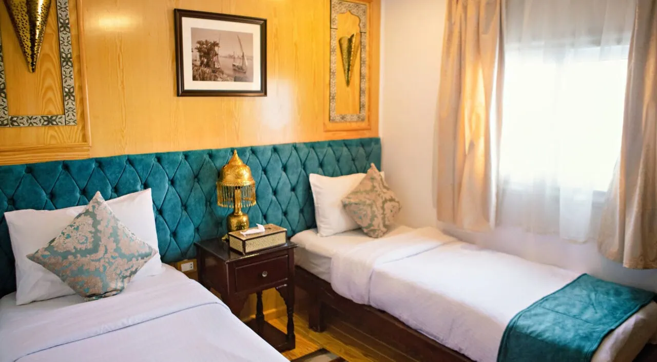 Cozy cabin on MS Amoura Dahabiya with river view