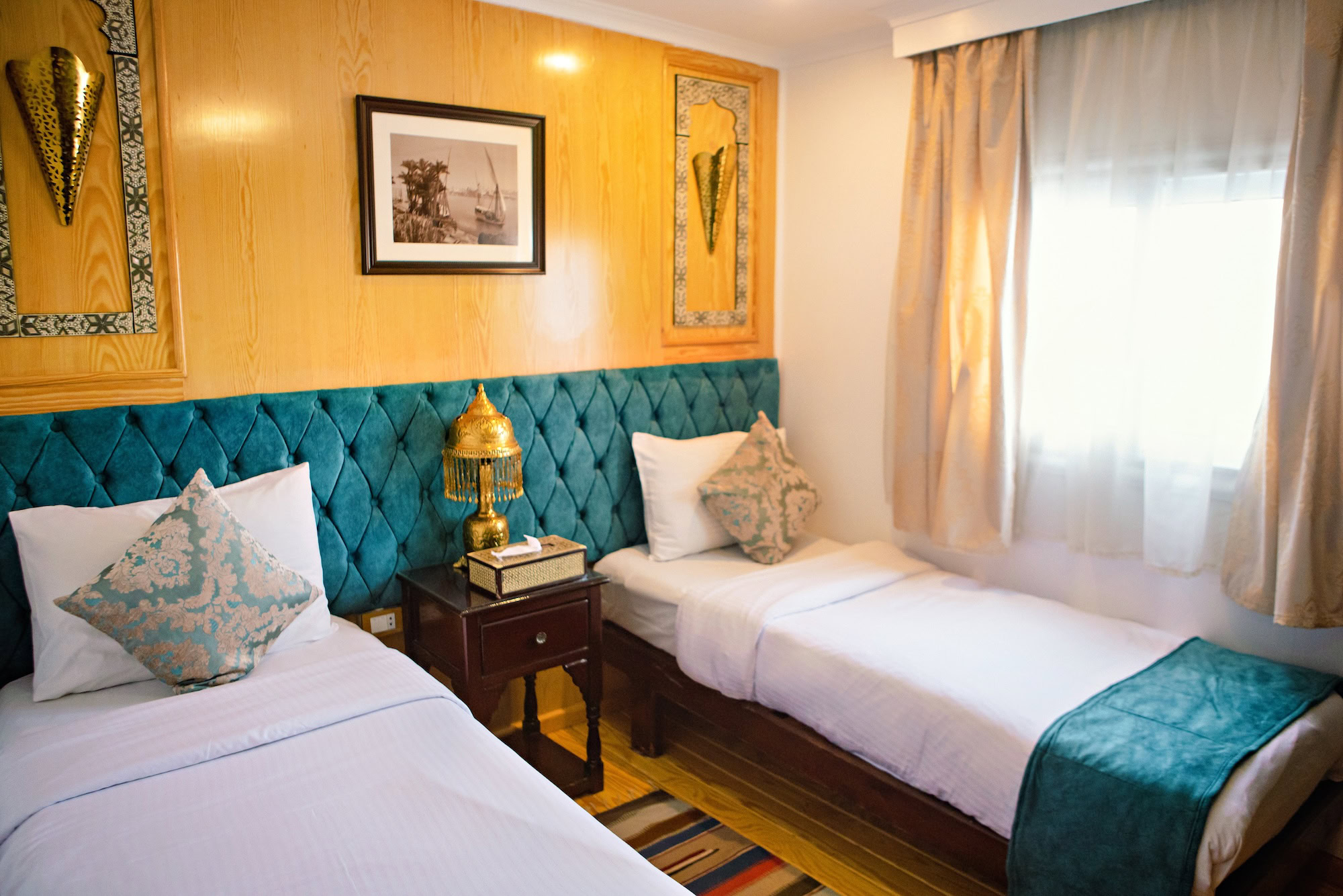 Cozy cabin on MS Amoura Dahabiya with river view