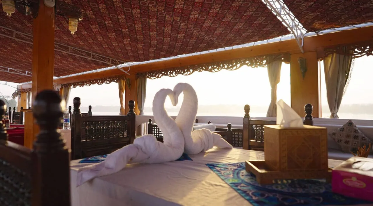 Romantic setup on Amoura Dahabeya Nile cruise ship