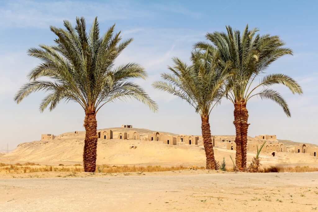 Ancient christian necropolis of Al Bagawat view from the whole necropolis Egypt