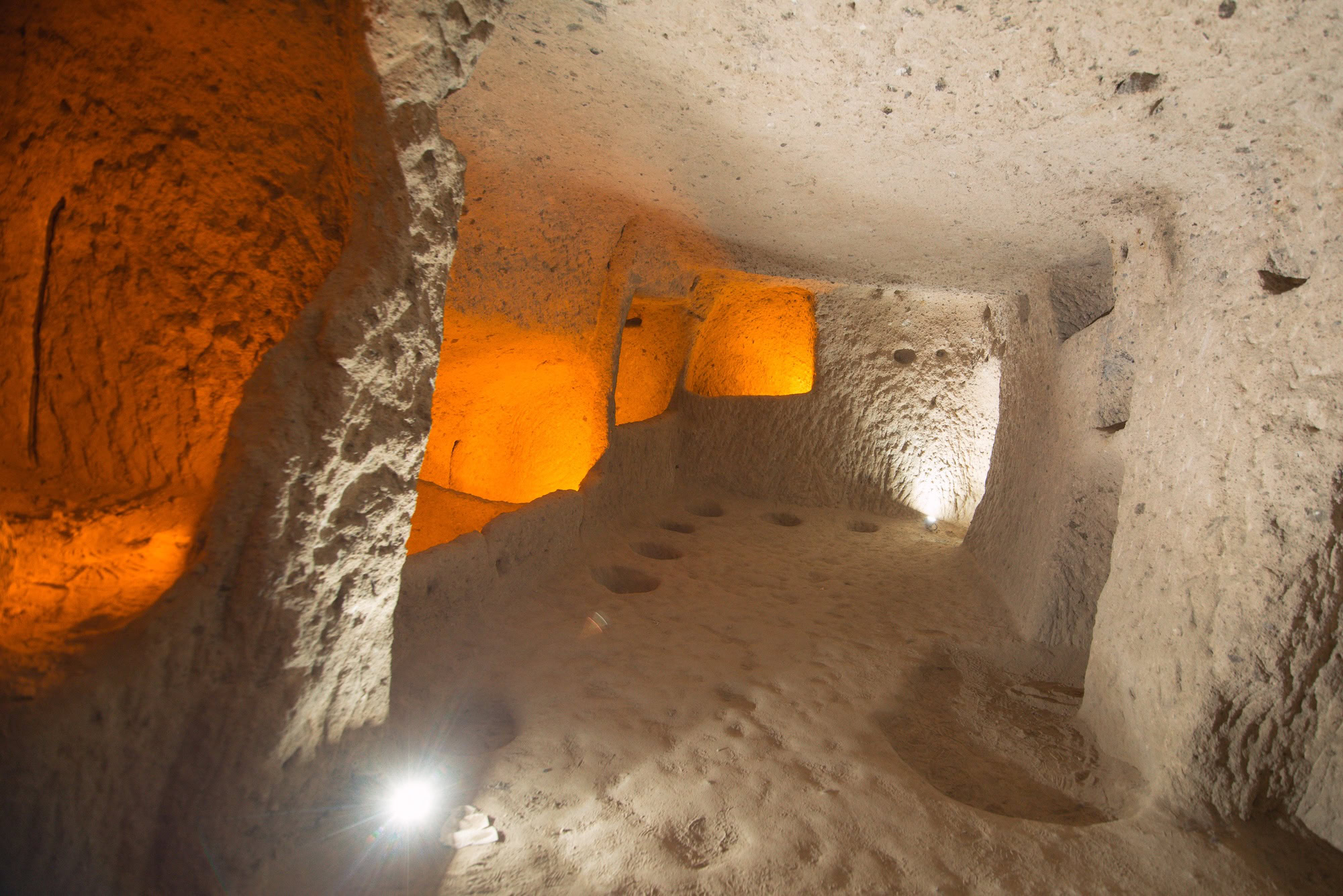 Underground stone chambers and tunnels in Derinkuyu Underground City, Cappadocia