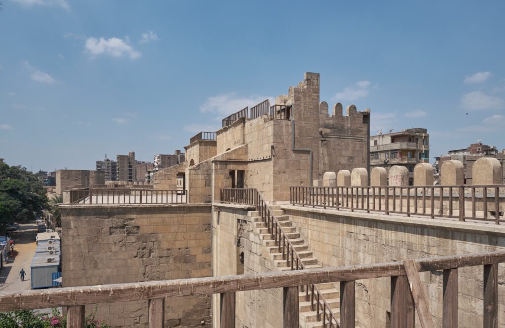 Bab al Futuh is one of three remaining gates in the city wall of the old city of Cairo Egypt