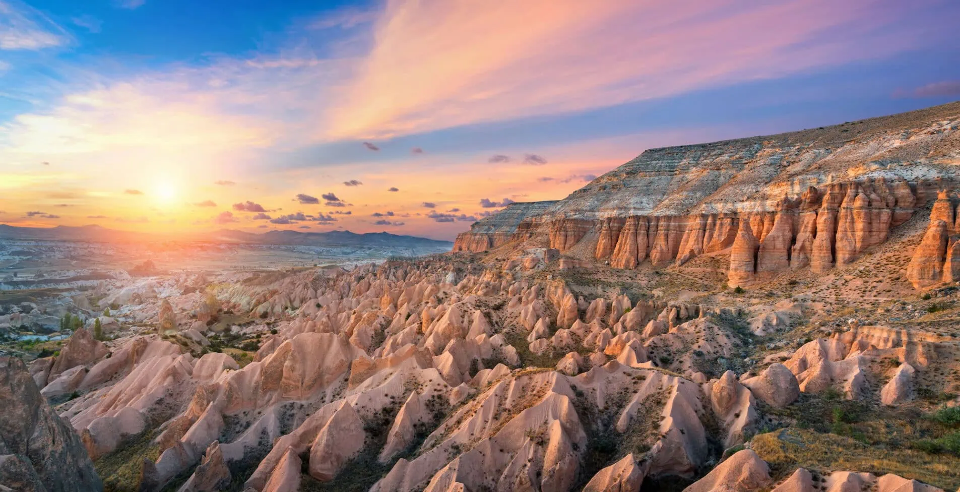 Beautiful mountains and Red valley in Cappadocia Turkey