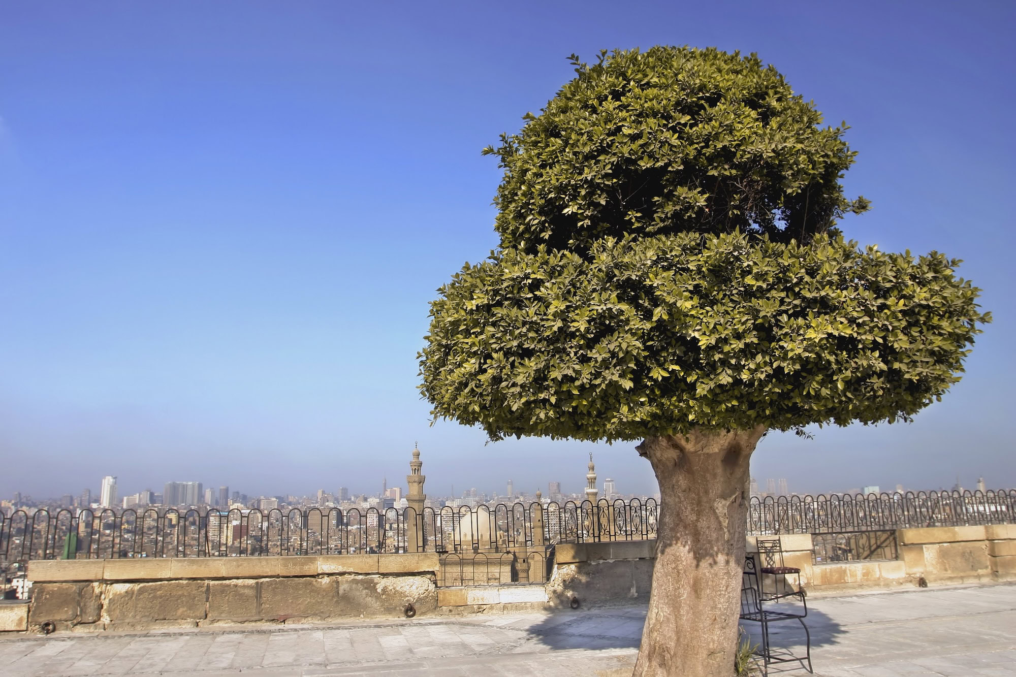 Urban cityscape view with infrastructure elements and transportation-related objects in Cairo