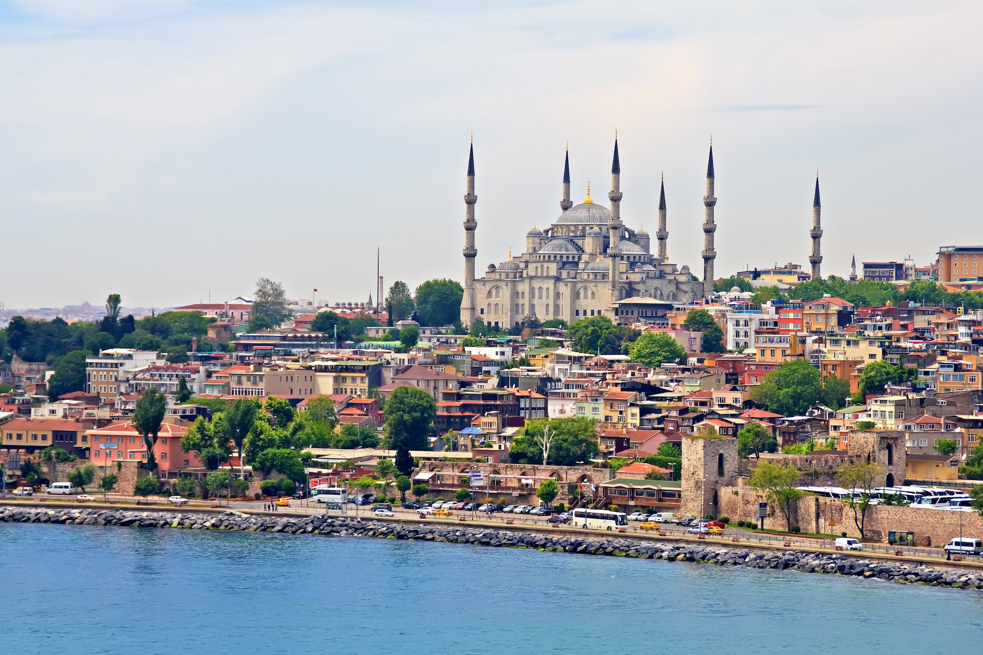 Blue Mosque In Istanbul view from Bosporus strait