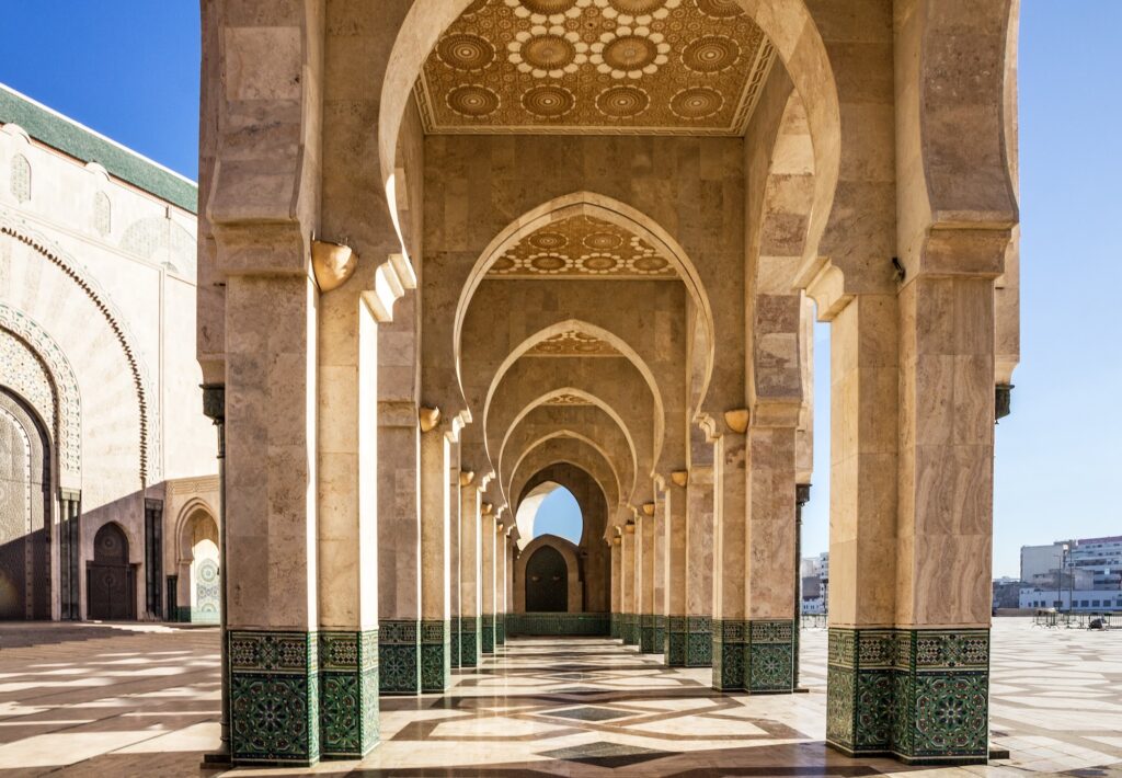 Arcade gallery at the Hassan II Mosque, Casablanca