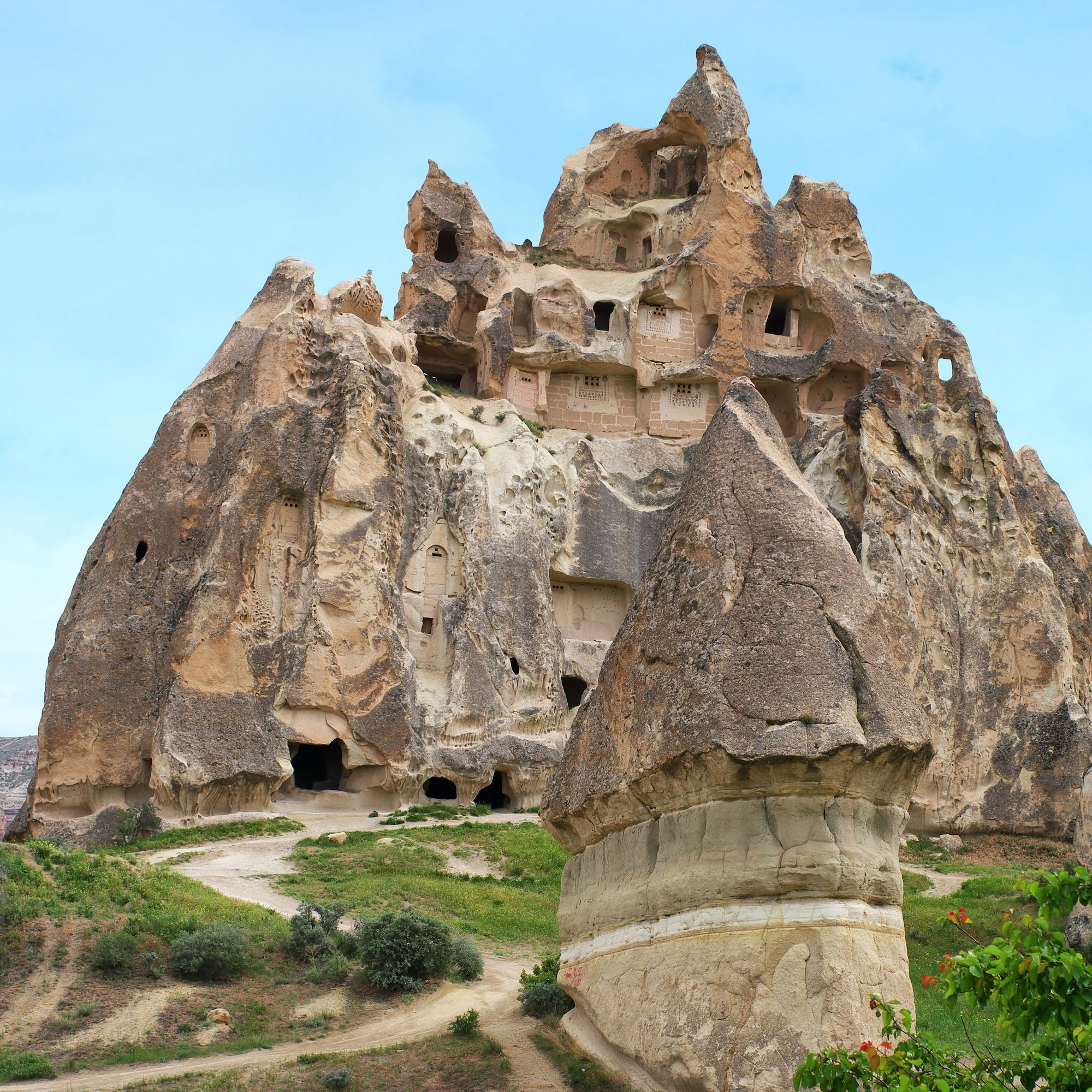 Rock-carved cave churches at Göreme Open Air Museum showing ancient Christian architecture
