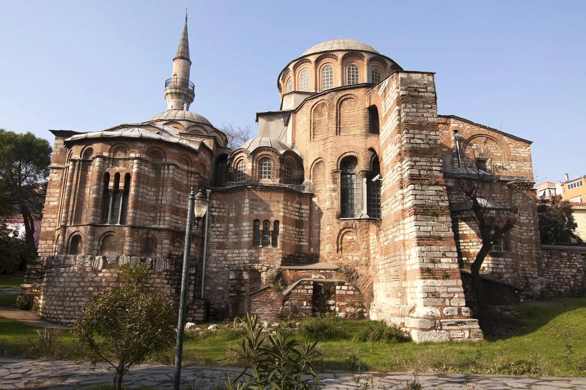 Historic Chora Museum in Istanbul showing Byzantine church architecture with dome and minaret
