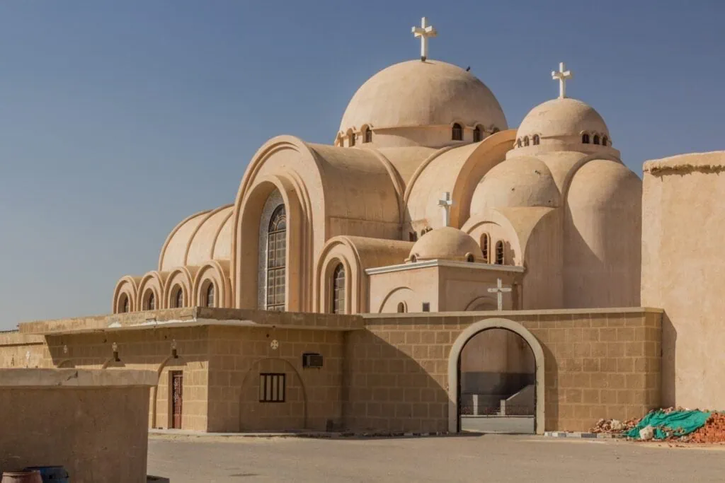 The Monastery of Saint Pishoy with its fortified walls and church buildings in Wadi El Natrun, Wadi El Natrun