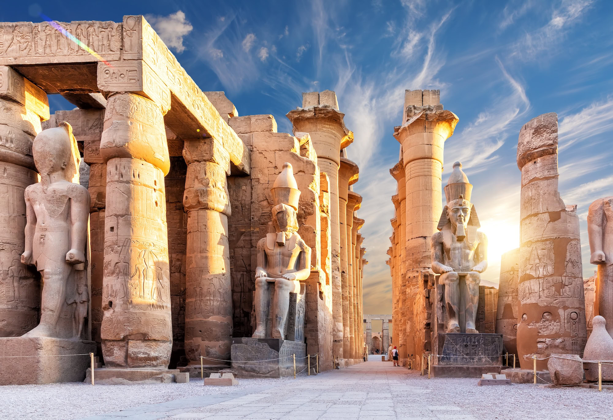 Columns and statues of the Luxor temple main entrance first pylon Egypt 1 1