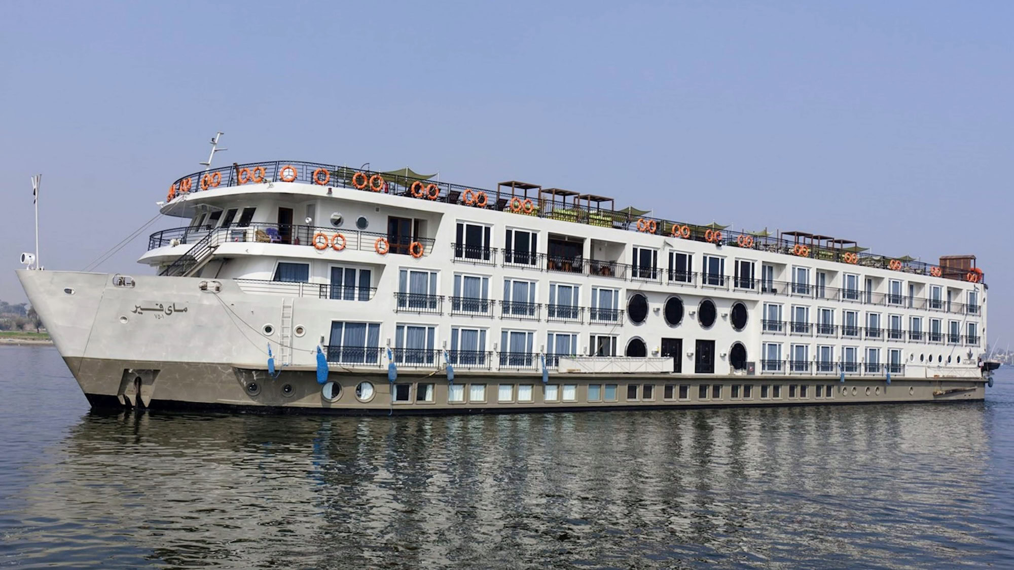 Nile River cruise ship on the water in Egypt