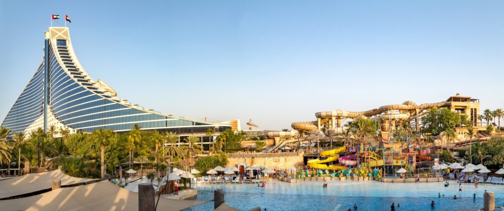 Wild Wadi Water Park in Dubai – outdoor water park with thrilling slides and wave pools, located near the Burj Al Arab