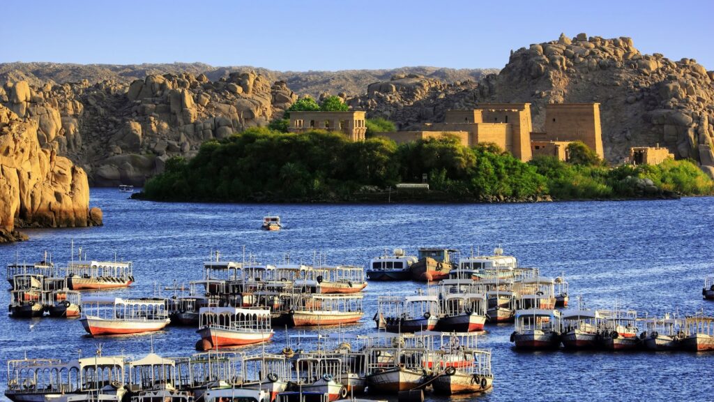 Philae Temple complex rising from the waters of Lake Nasser, Aswan