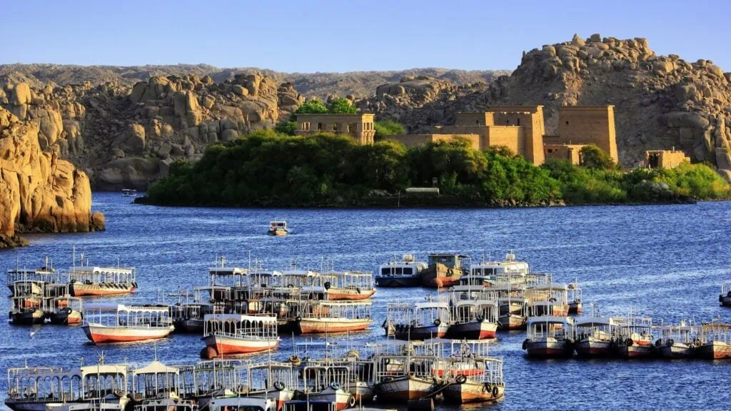 Philae Temple complex rising from the waters of Lake Nasser, Aswan