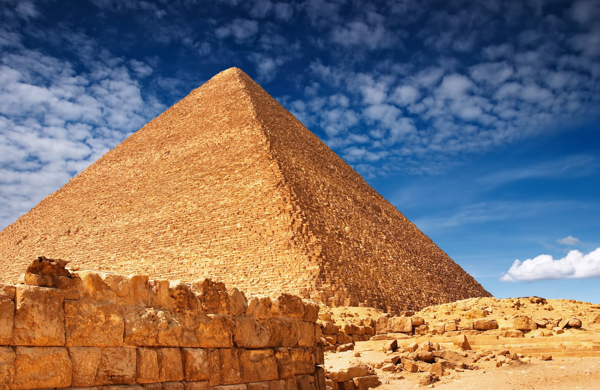 Great Pyramid of Giza showing limestone blocks and stone construction details