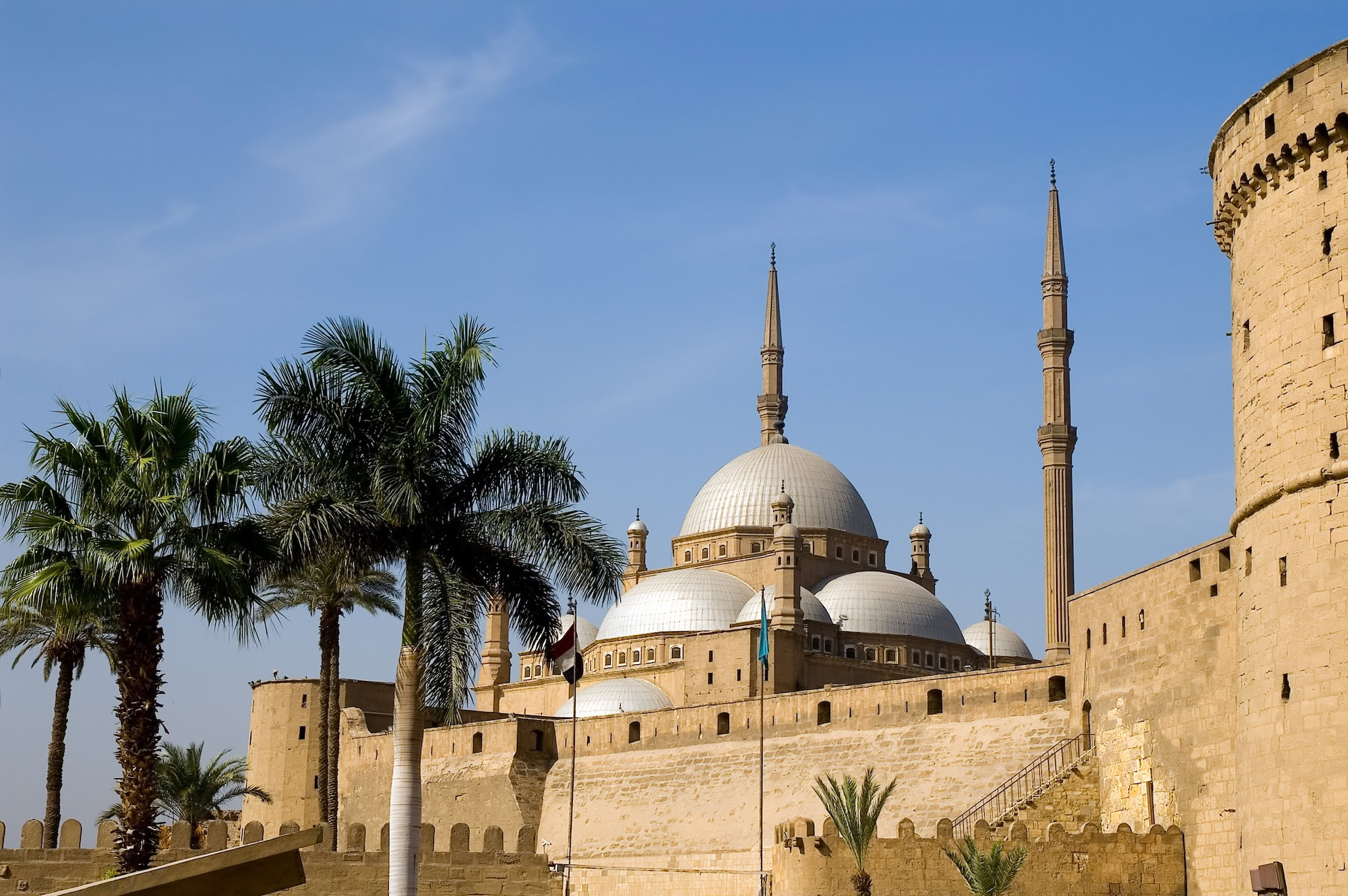 Salah El-Din Citadel featuring the Mohammed Ali Mosque with distinctive domes and minarets in Cairo