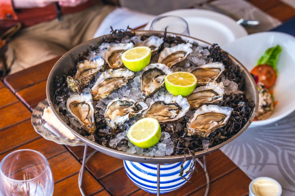 Fresh oysters in Oualidia a coastal village in Morocco situated between El Jadida and Safi
