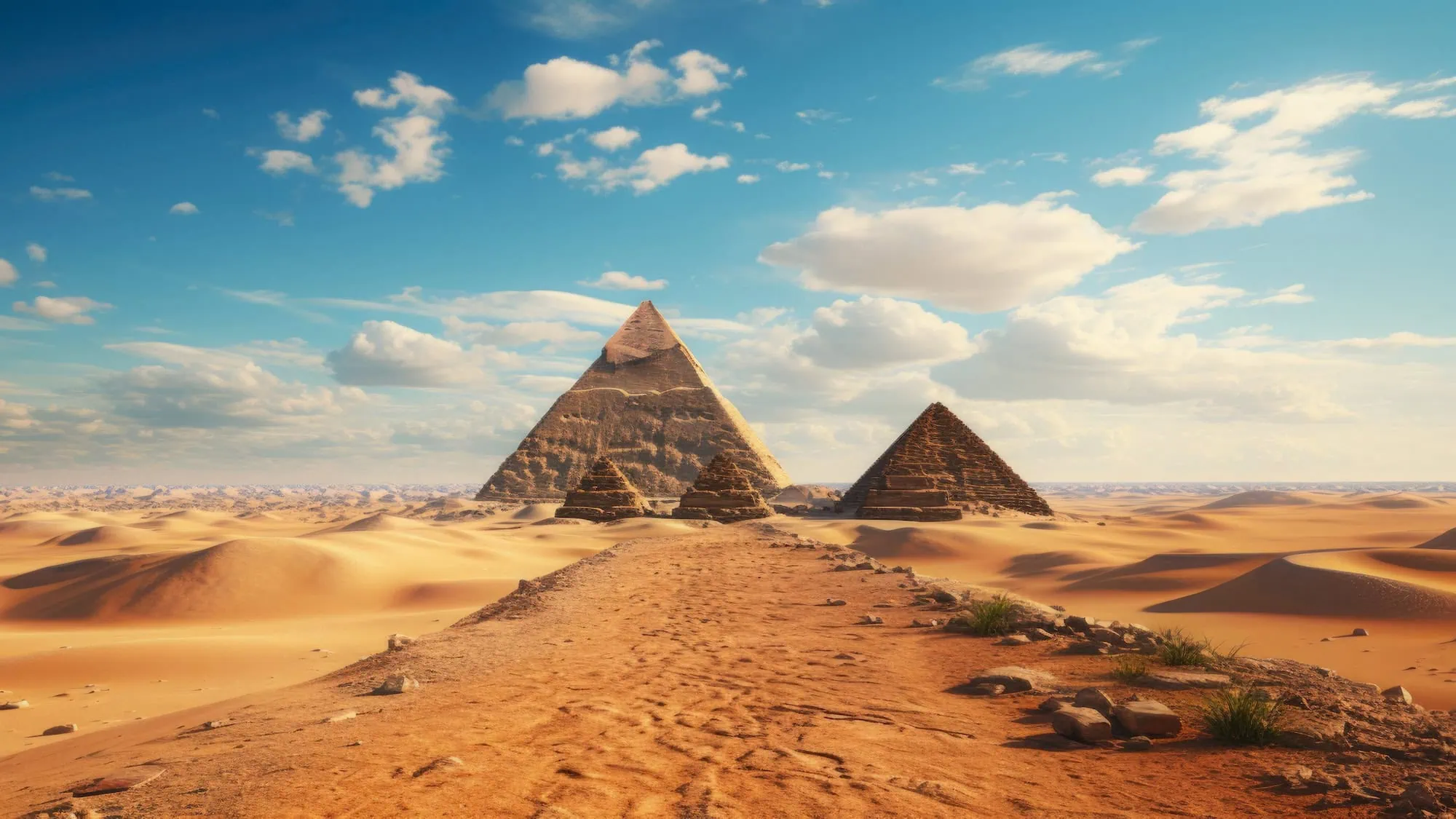 Close-up view of massive limestone blocks at the base of a Giza pyramid showing ancient construction techniques