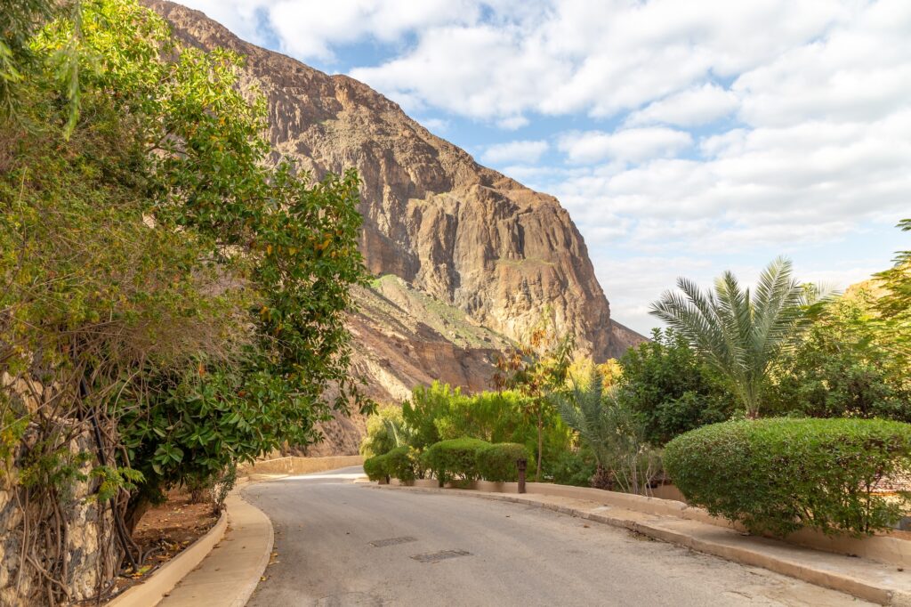 Hot spring valley. Hammamat Main hot springs Jordan. Hot springs are located in the mountains near the Dead sea