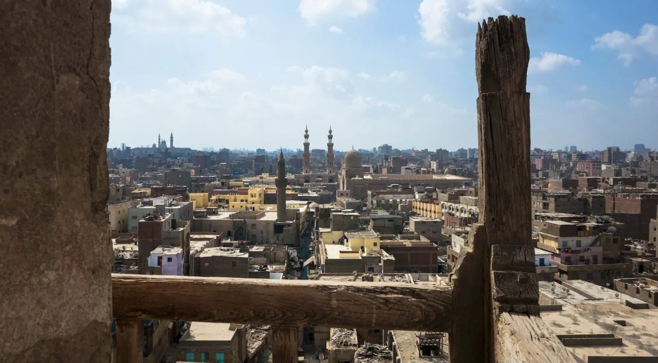 Islamic Cairo city view from minaret of Sultan Qansuh Al-Ghuri Complex
