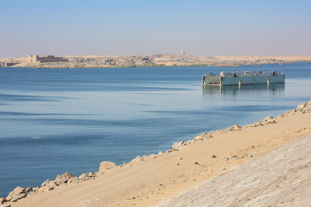 Lake Nasser and the Temple of Beit El Wali near Aswan