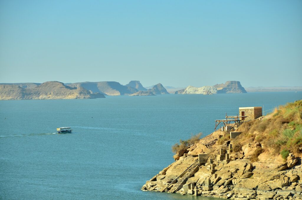 Lake Nasser shoreline viewed from Abu Simbel temples