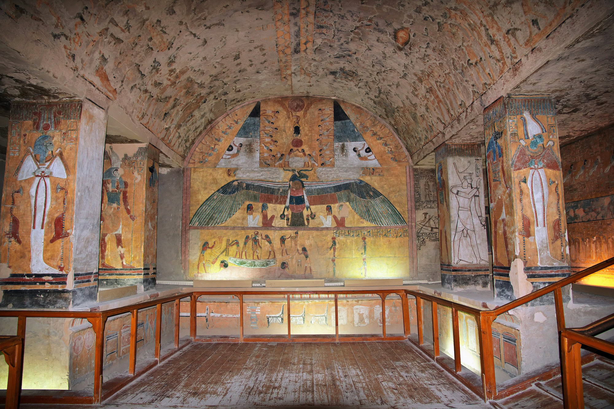 Ancient tomb frescoes in the Valley of the Kings