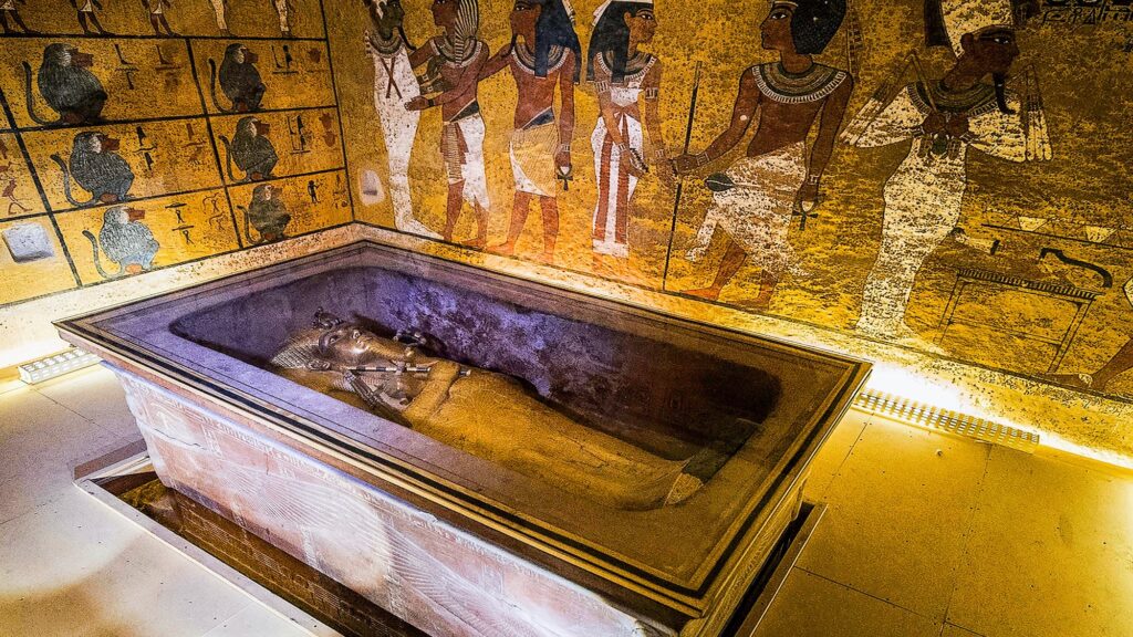 Decorated burial chamber inside the Tomb of Tutankhamun