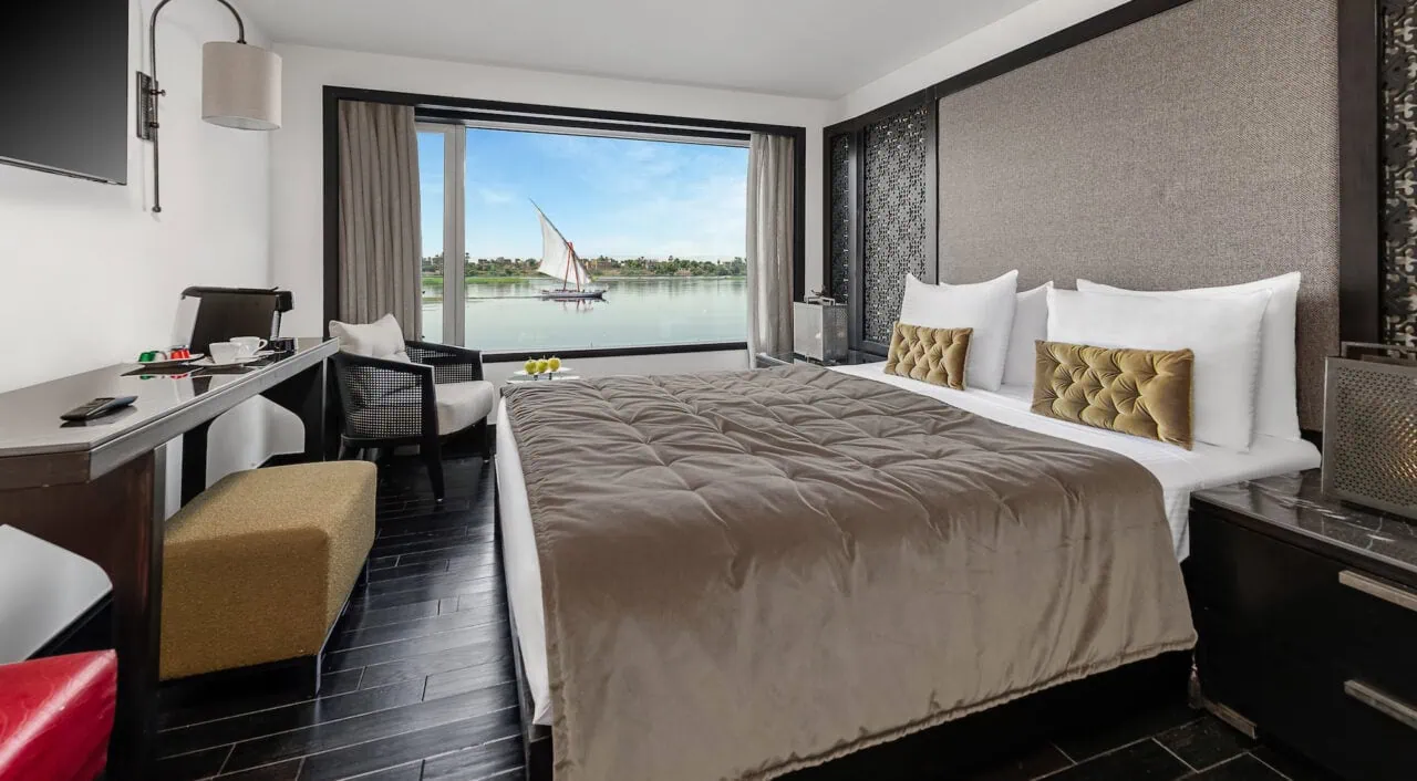 Comfortable cabin on Mövenpick MS Darakum with river view