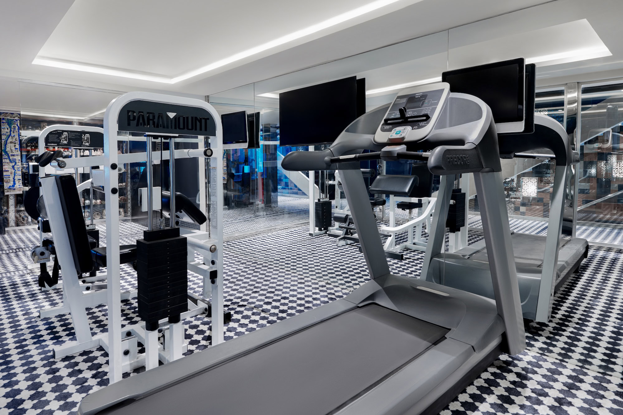 Fitness room on Mövenpick MS Darakum with modern gym equipment