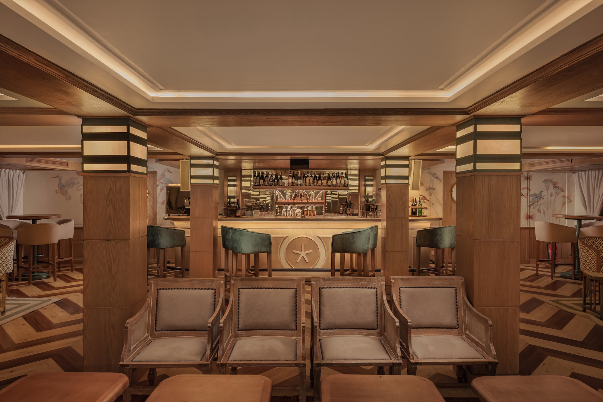 Spacious lounge on DWA Nile Cruise with elegant décor