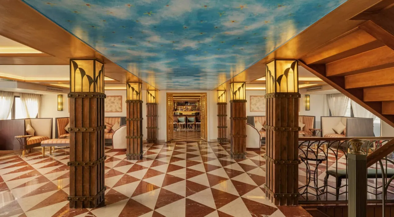 Spacious lobby on DWA Nile Cruise with elegant décor