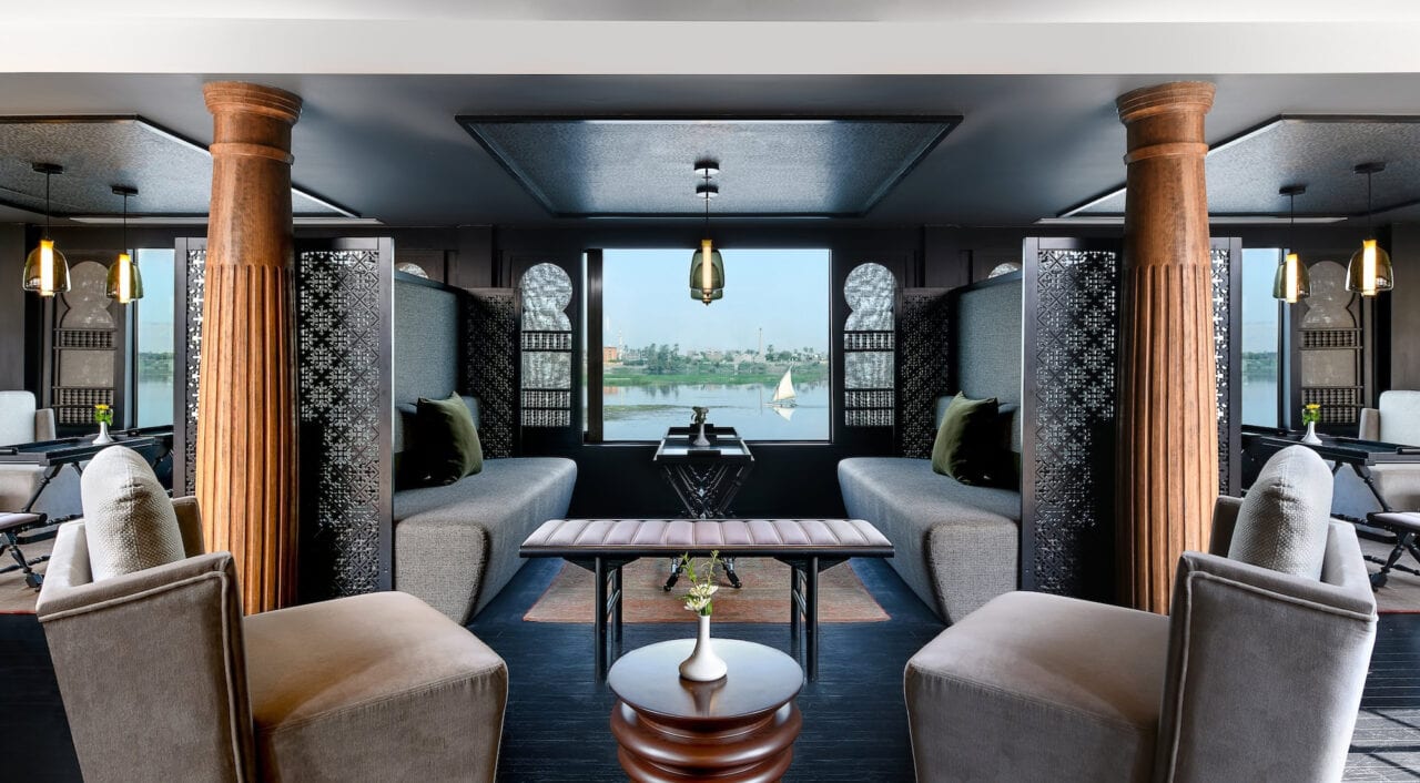 Spacious lounge on Mövenpick MS Darakum with elegant décor