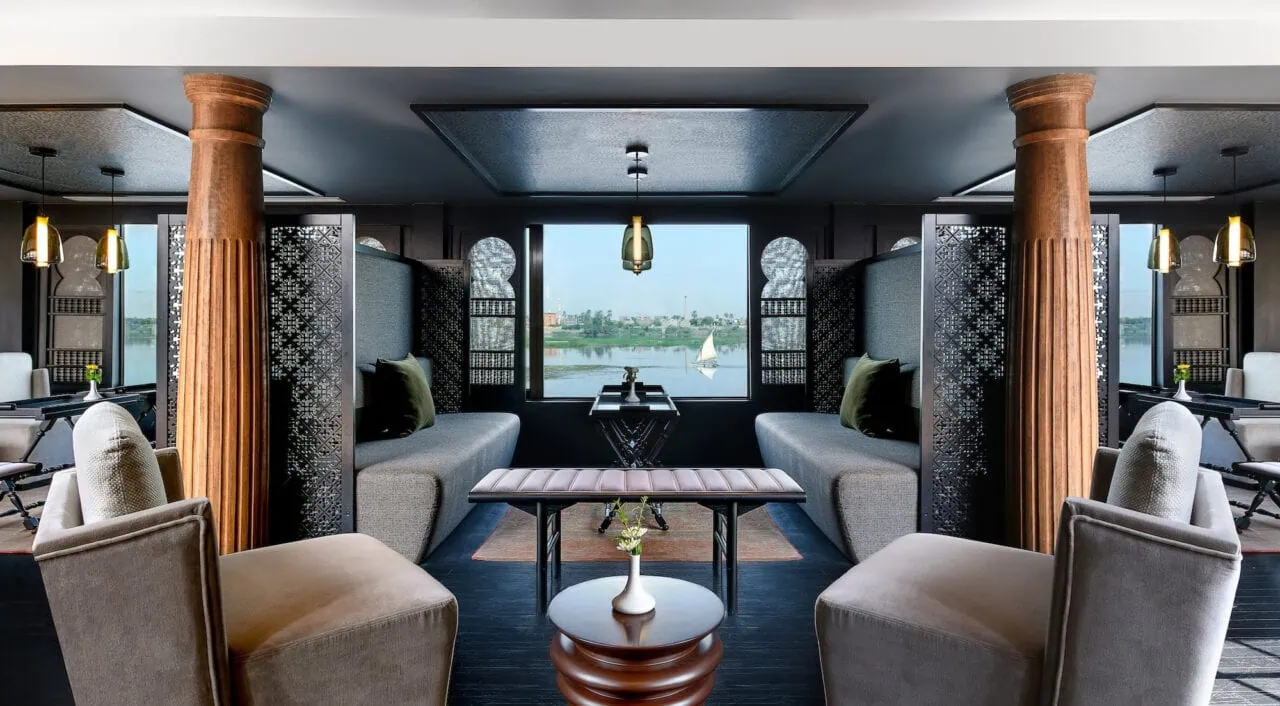 Spacious lounge on Mövenpick MS Darakum with elegant décor