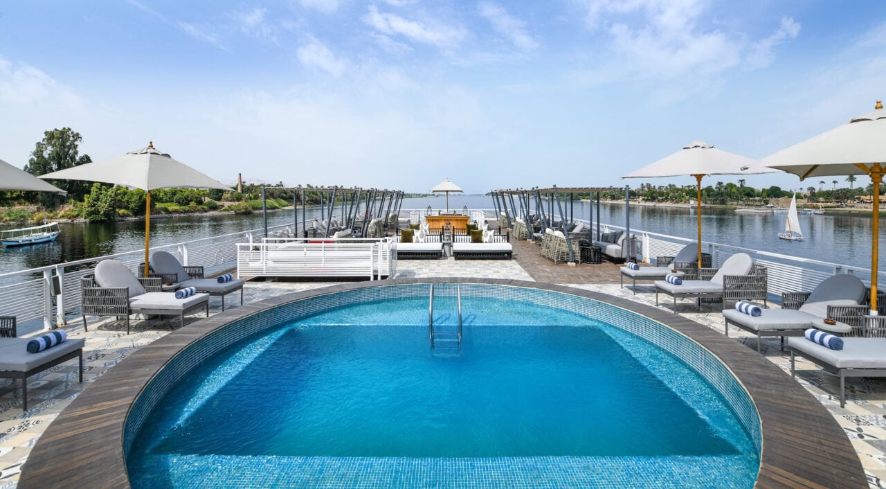 Outdoor pool on Mövenpick MS Darakum with Nile view