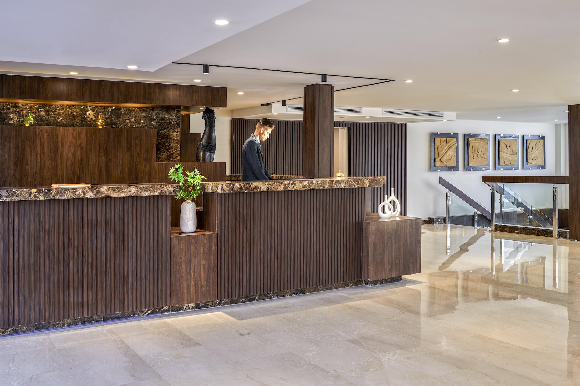 Reception area on Mövenpick Royal Lily with warm lighting
