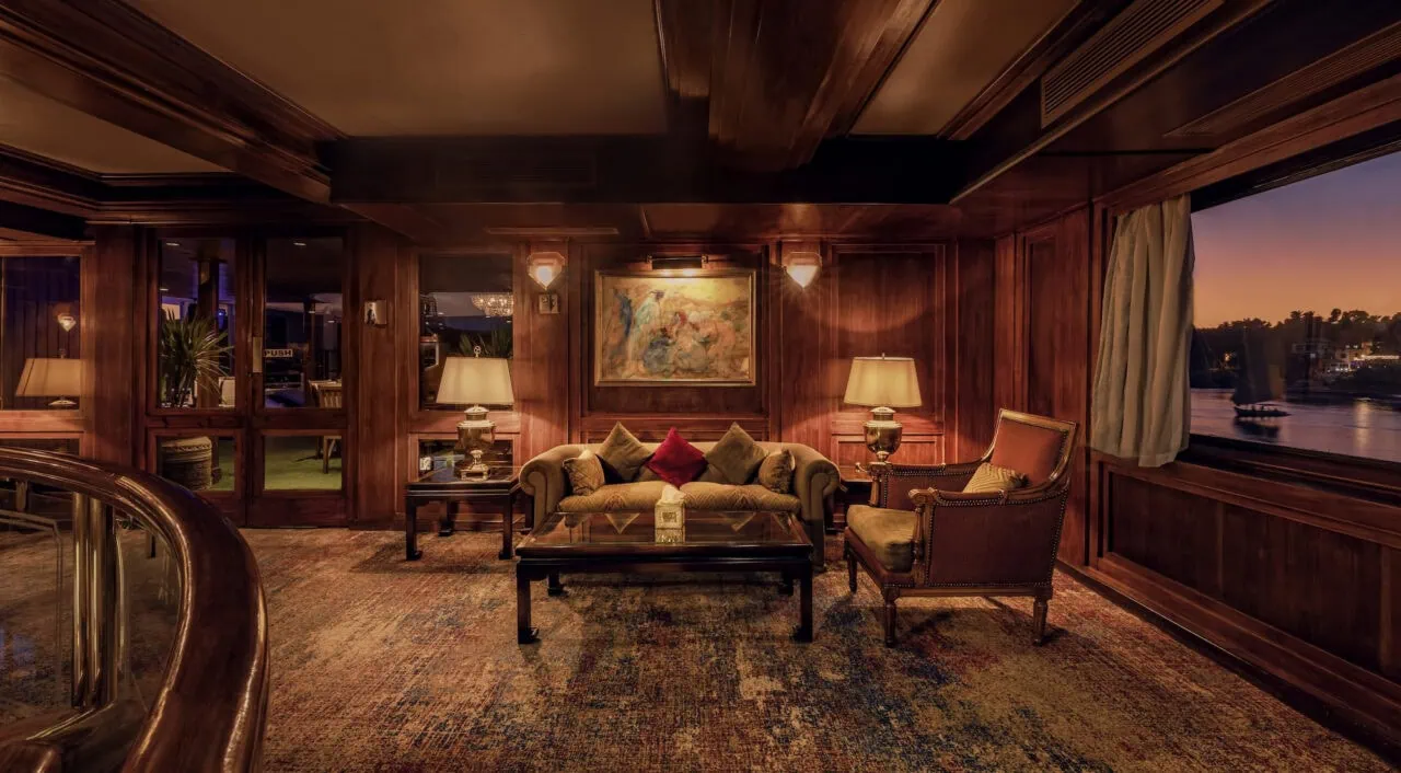 Spacious lobby on MS Salacia with modern décor