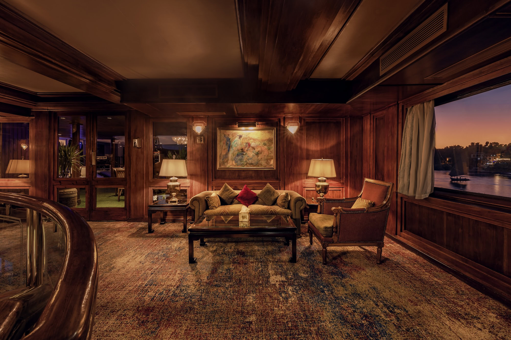 Spacious lobby on MS Salacia with modern décor