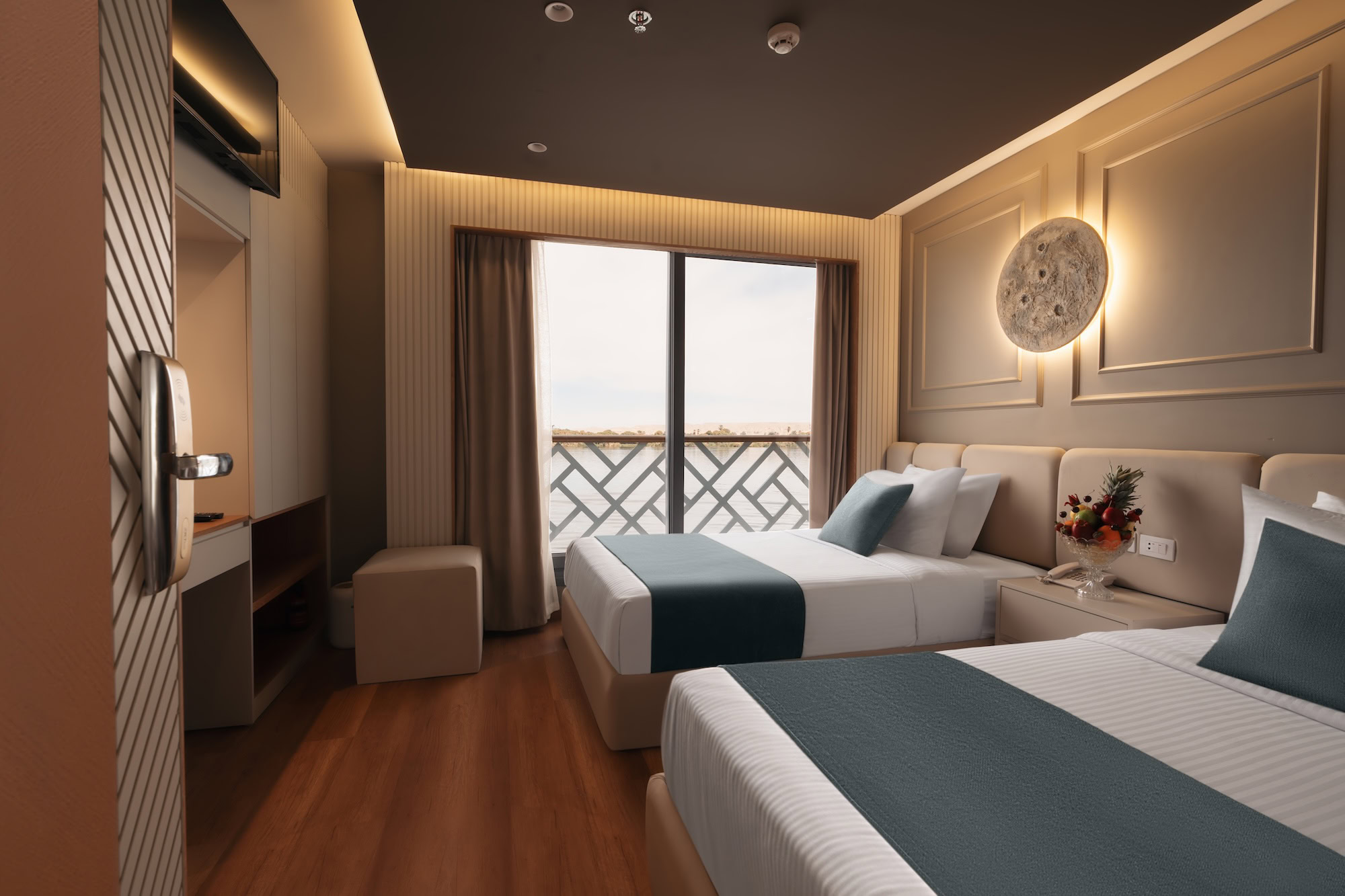 Elegant cabin on Merit Dahabiya with Nile view