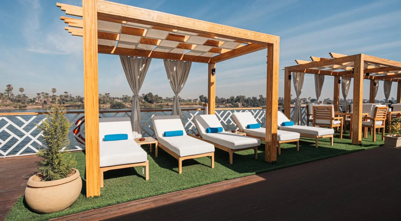 Peaceful upper deck on Merit Dahabiya